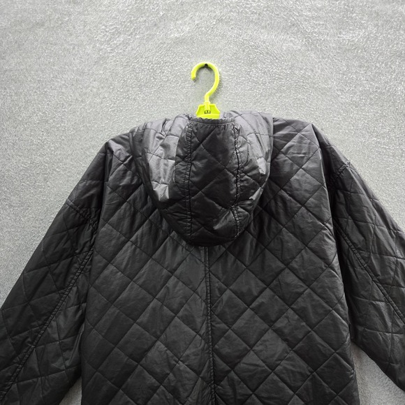 Eileen Fisher Women Jacket XL Black Quilted Hooded Organic Cotton - Picture 7 of 8